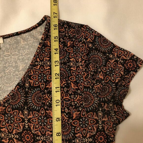 Garage Crop Top Women Sz L Multicolor Cap Sleeve Stretch V Neck Tee Shirt Casual - Picture 6 of 10